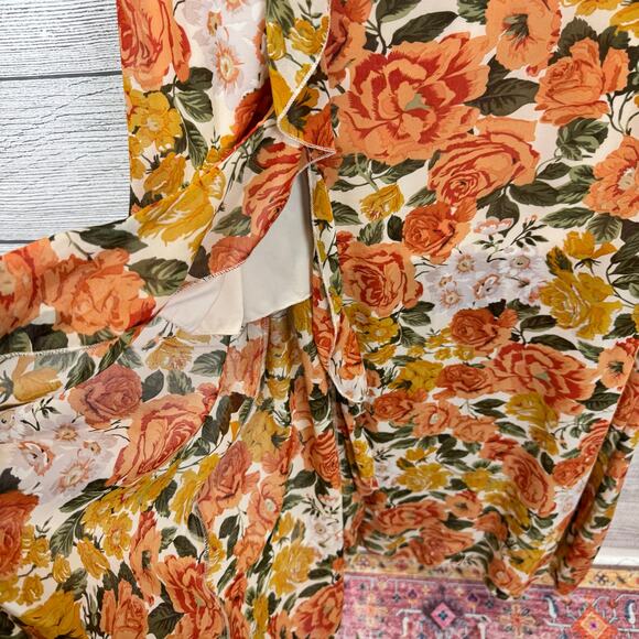 Shein Curve Plus Size Fall Orange Yellow Sleeveless Ruffle Midi Dress Size 4XL - Picture 3 of 7